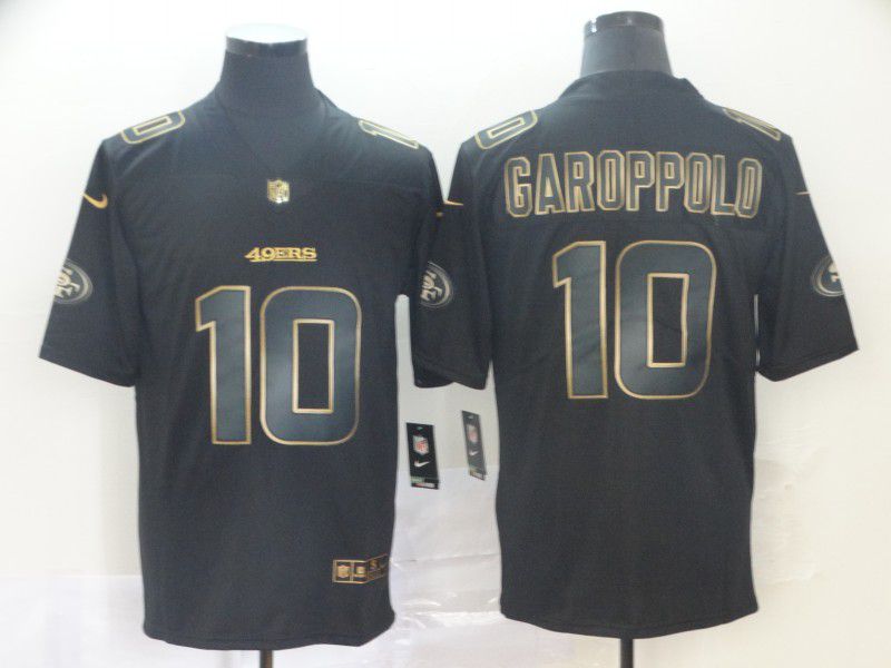 Men San Francisco 49ers 10 Garoppolo Nike Vapor Limited Black Golden NFL Jerseys